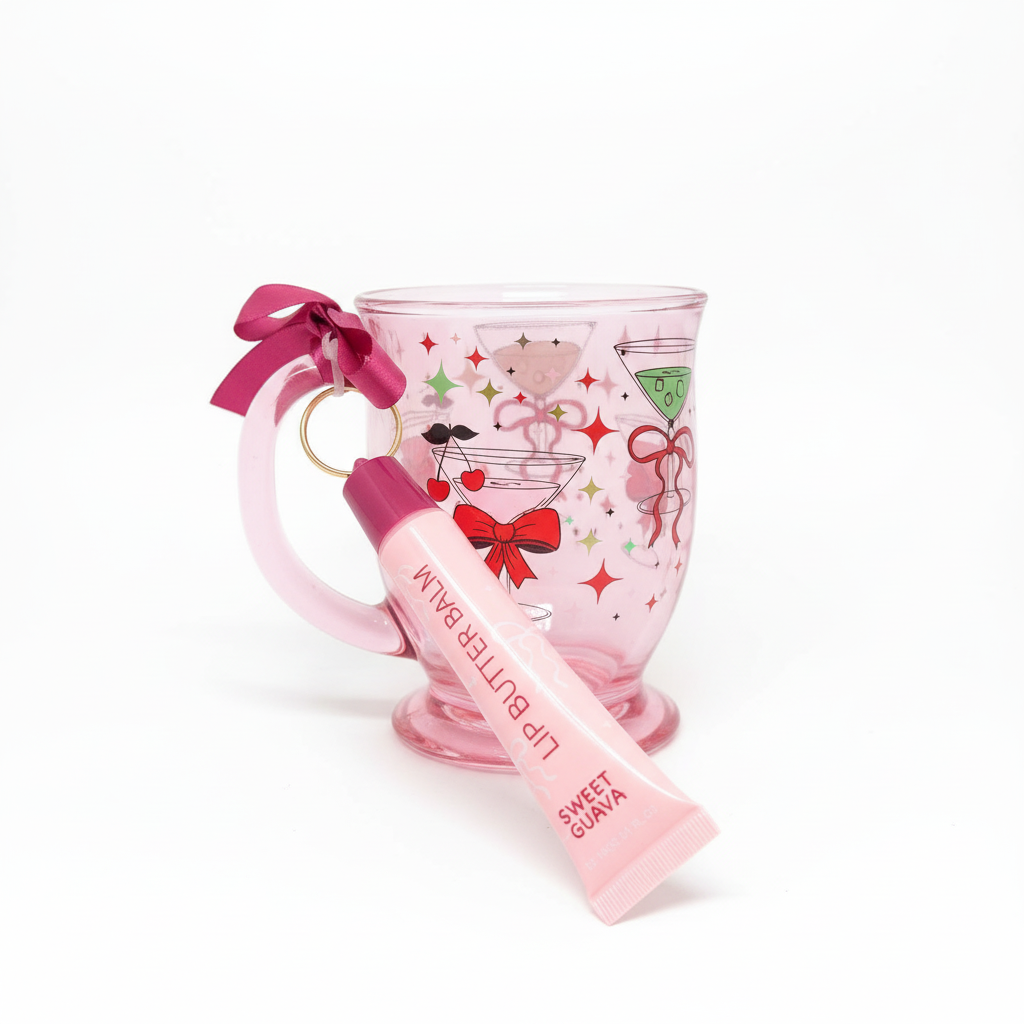 YOLELUX Cocktail Mug 350ml - Party Design with Lip Balm
