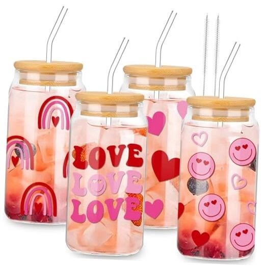 YOLELUX Glass Tumbler 16oz - Premium Glass with Bamboo Straw