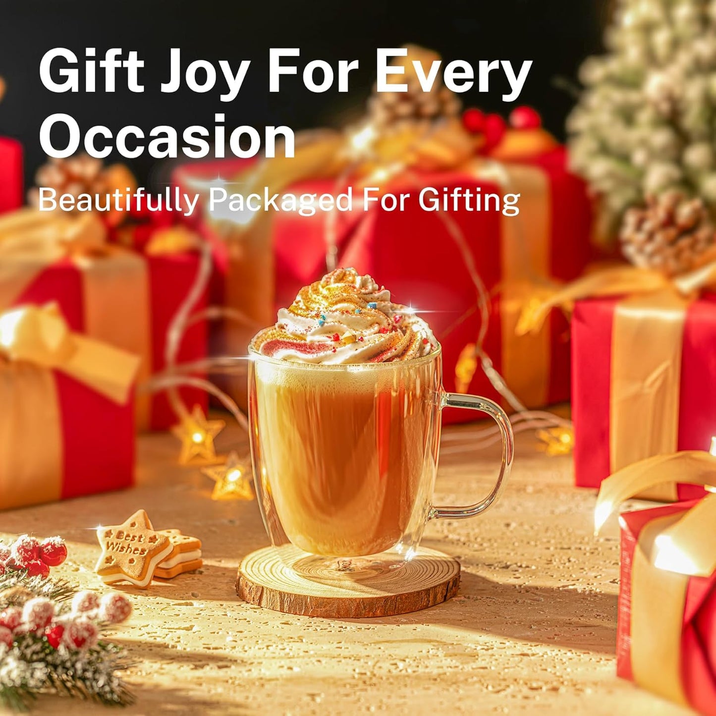 YOLELUX Love Mug 350ml - Be Mine Hearts with Wooden Lid & Spoon