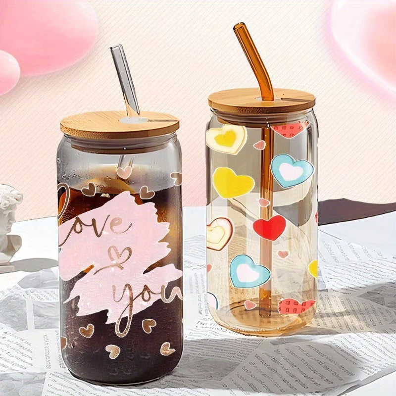 YOLELUX Glass Tumbler 16oz - Premium Glass with Bamboo Straw